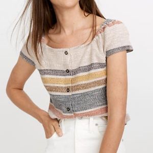 Madewell textured button stripe summer top!